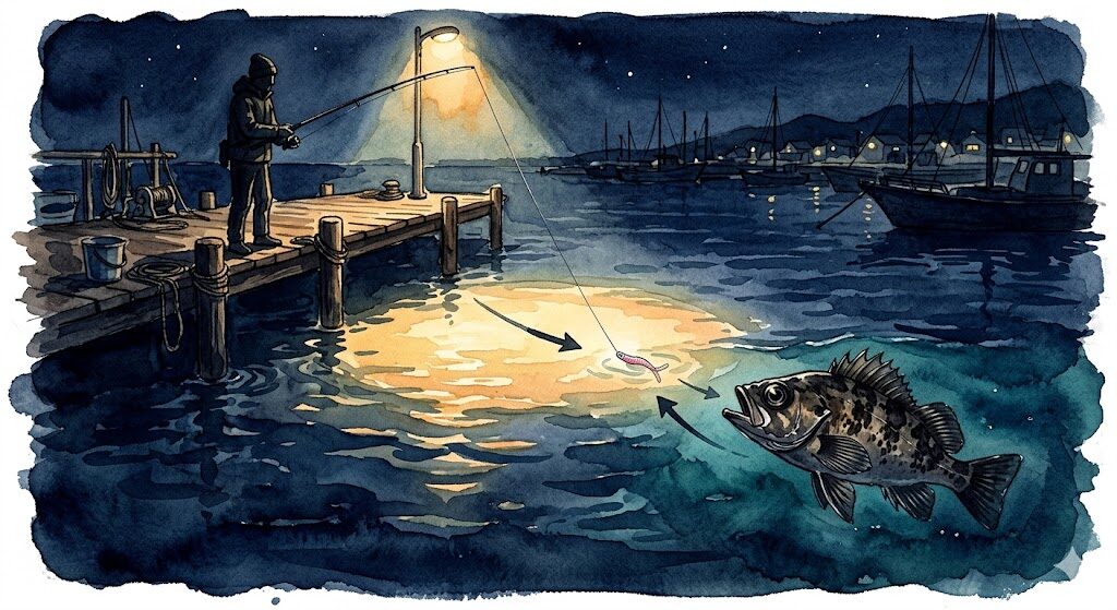 メバリングの常夜灯攻略イラスト