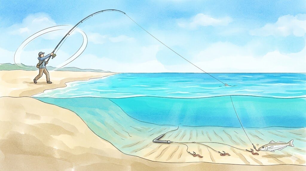 投げ釣りの天秤仕掛け図解
