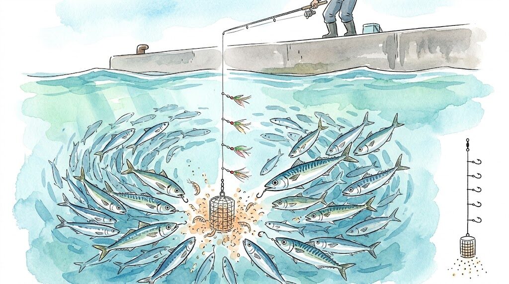 サビキ釣りのコマセカゴ図解